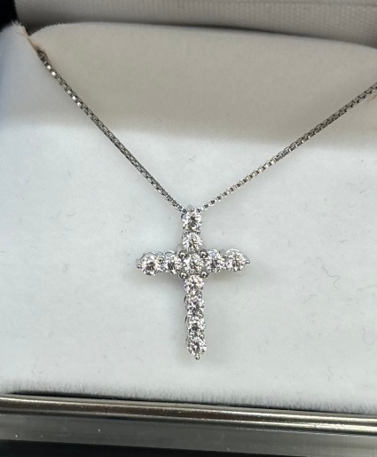 Silver Cross Diamond Necklace 