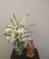 Silver Dusty Miller All white vase arrangement