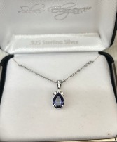 Silver Elegance Necklace Blue Pendant 