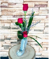 Silver High Heel Roses Arrangement