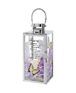 Silver Lantern with Yellow Butterfly 