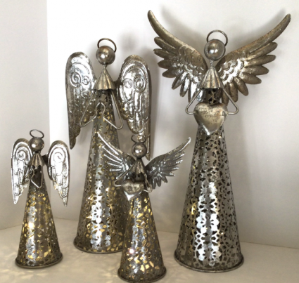 Silver Lighted Angels Holiday Decor