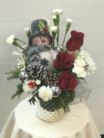Silver Mason Jar w/ Snowman Ornament