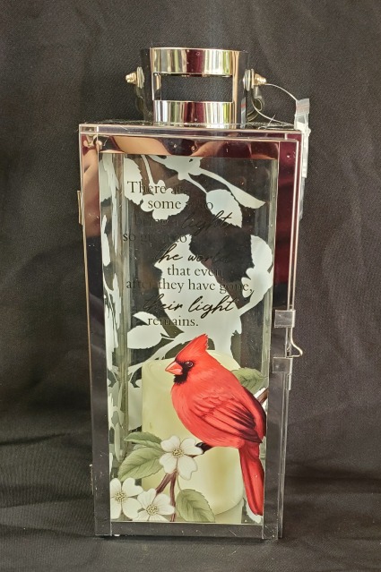 Silver Metal Cardinal Lantern