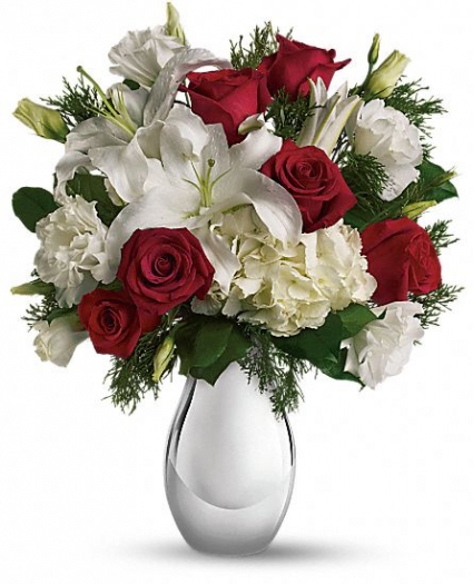 EXCLUSIVELY AT FLOWERS TODAY FLORIST SILVER NOEL BOUQUET