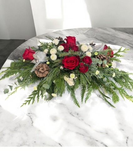 Silver & Red Centerpiece Vase Arrangement