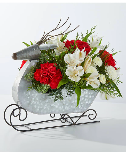 Silver Reindeer Sleigh Christmas Keepsake