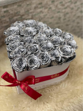 Silver Rose Heart One Year Roses