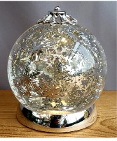Silver Rotating Snowflakes Light-Up Snowglobe