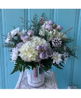 SILVER SNOW FLOWER ARRANGEMENT