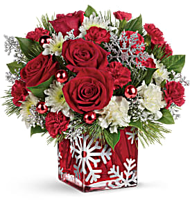 Silver Snowflake Bouquet Christmas Cube