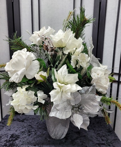 Silver & White  Arrangement Permanent Silks