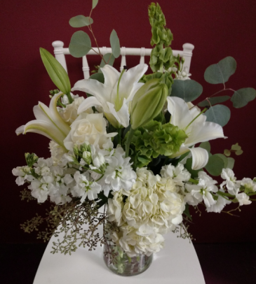 Simple elegance All white vase arrangement
