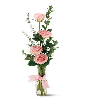 Simple Rose Bud Vase - 4 Roses 