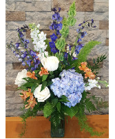 Simple saphire Tall mix of blues, whites and peach