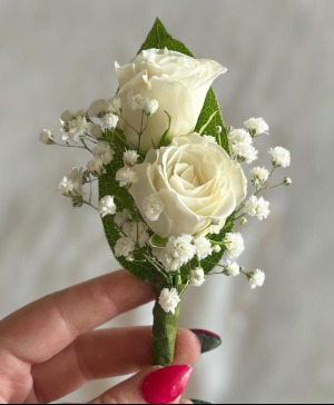 Simple White Prom Boutonniere