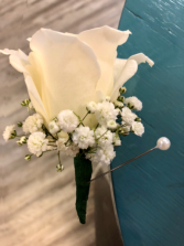 Simple White Rose  Boutonnière 