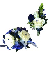 Simply Blue Prom Corsage and Boutonniere