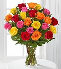 SIMPLY CHEERFUL 24 MIXED ROSES VASED  in Fort Lauderdale, FL | ENCHANTMENT FLORIST