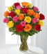 SIMPLY CHEERFUL 24 MIXED ROSES VASED 