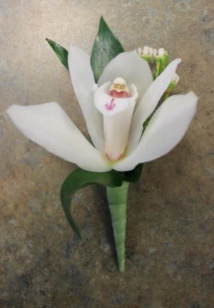 Simply Elegant Mini Cymbidium Orchid Boutonniere 