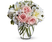 Cottage Elegance Vase of Hydrangeas, Roses, Lilies