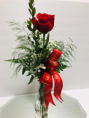 Simply Red Single Red Rose Bud Vase
