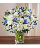 Sincerest Sorrow Bouquet Blue & White Flower Bouquet