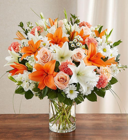 Sincerest Sorrow™ Peach, Orange & White Sympathy Flowers / All Occasions