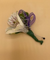 Single Alstro Boutonniere with Ribbon Loop Boutonniere