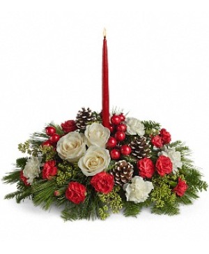 Single Candle Centerpiece Christmas Centerpiece