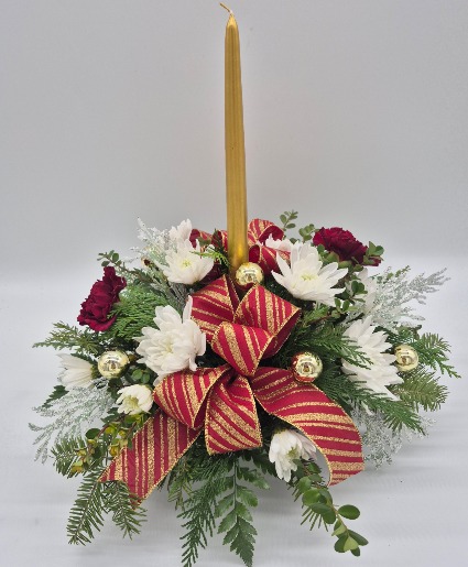 Single Candle Christmas Centerpiece  