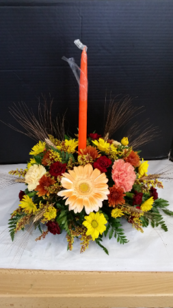 Single Candle Fall Centerpiece 