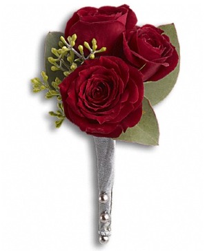 Single Large Rose and two spray rose boutonniere Boutonniere