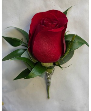Single red rose Boutonniere