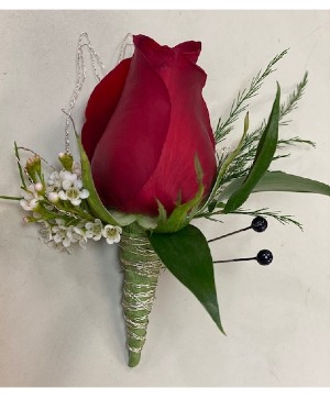 Single Red Rose Boutonniere PROM