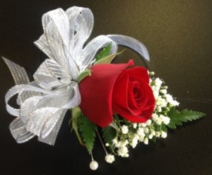 Single Red Rose Pin-On Corsage 