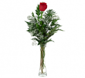 Single Rose with baby's breath - 972 Vase arrangement 