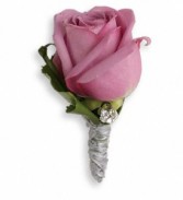 Single rose w/ribbon & jewel Bouttonniere