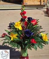 Single Silk Cemetery Vase Insert with solar light 