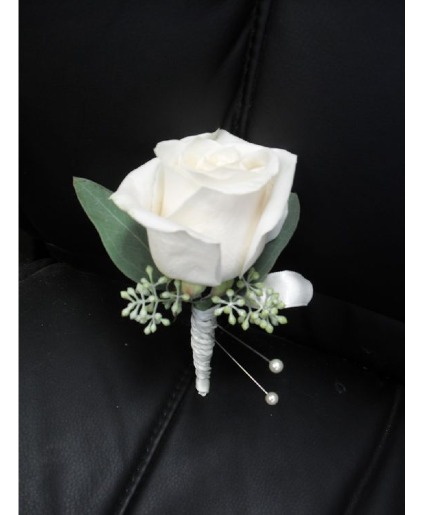 Single white rose Boutonniere