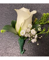 Single White Rose Boutonniere prom