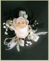 Single White Rose Wristlet Corsage Corsage