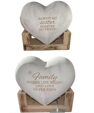 Sister, Mom, and Family Heart & Stand Home Decor