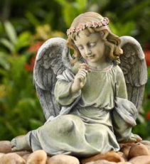 Sitting Angel with Rose Gift