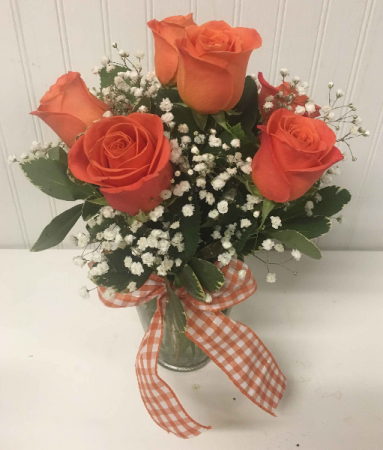 Six Orange Roses