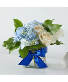 Sky Blue Delight Bouquet Clear cube arrangement