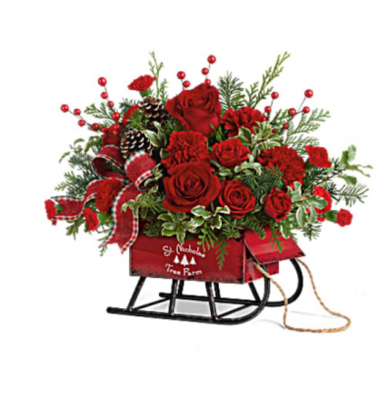 Rosey Sleigh Bouquet Christmas