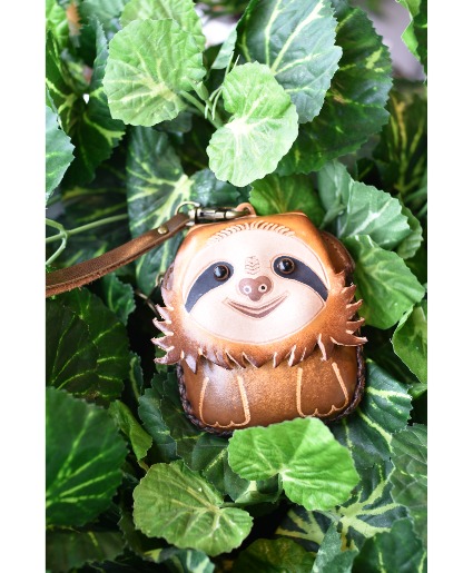 Sloth Leather Coin Wristlette Gift