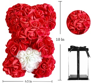 small AMORE ROSE BEAR - RED/WHITE 